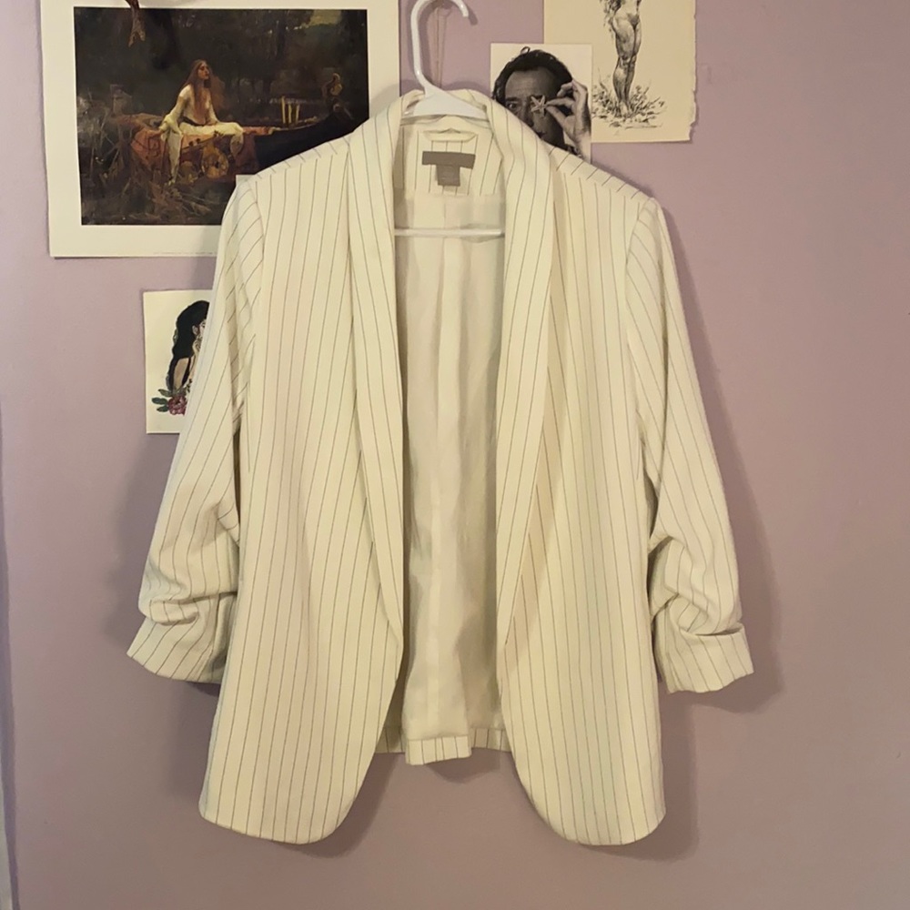 White, pinstripe blazer